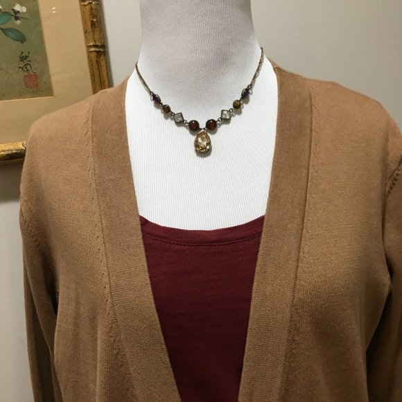 NWT 🎁 J. Jill Light Brown Y2K Baroque Cardigan - Picture 3 of 14